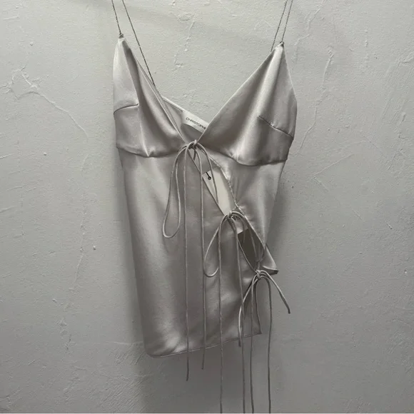 Christopher Esber Silk Camisole in Light Silver - Picture 3 of 5